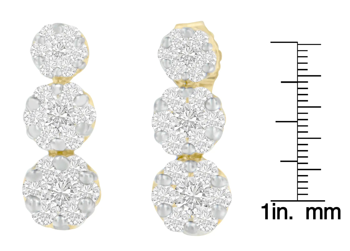 14K 黄金 1 克拉钻石耳钉（HI、I1-I2）