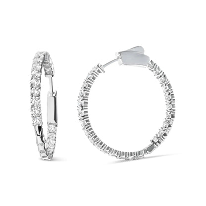 14K hvitt gull 3,00 Cttw Lab Grown Diamond Inside Out Hoop øredobber (FG Color, VS1-VS2 Clarity)