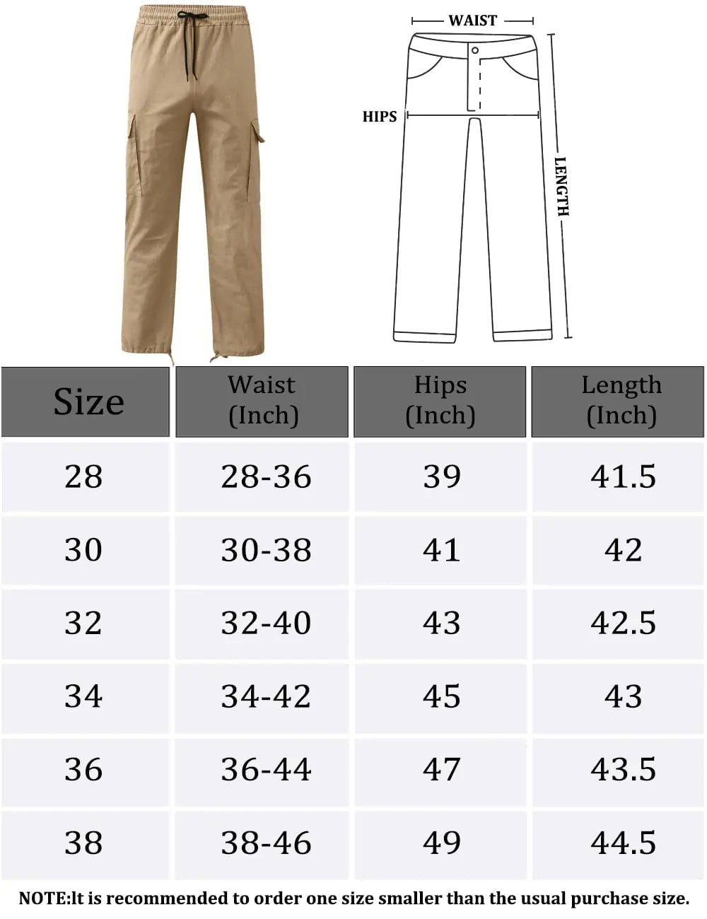 HUNGSON Mens Cargo Pants Casual Hiking Pants Joggers Athletic Pants Cotton Loose Straight Sweatpants for Men 28 White