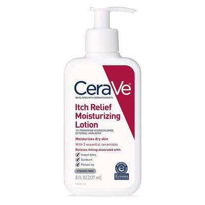 CeraVe Anti Itch Moisturizing Lotion med Pramoxine Hydrochloride | Lindrer kløe med mindre hudirritasjoner, lindre solbrenthet, insektbitt | 8 Unse 8 Fl Oz (pakke med 1)