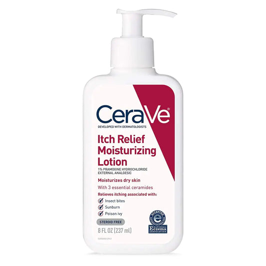 CeraVe Anti Itch Moisturizing Lotion Pramoxine Hydrochloride | Leevendab sügelust koos väiksemate nahaärritustega, leevendab päikesepõletust, putukahammustusi | 8 untsi 8 fl Oz (1 pakk)