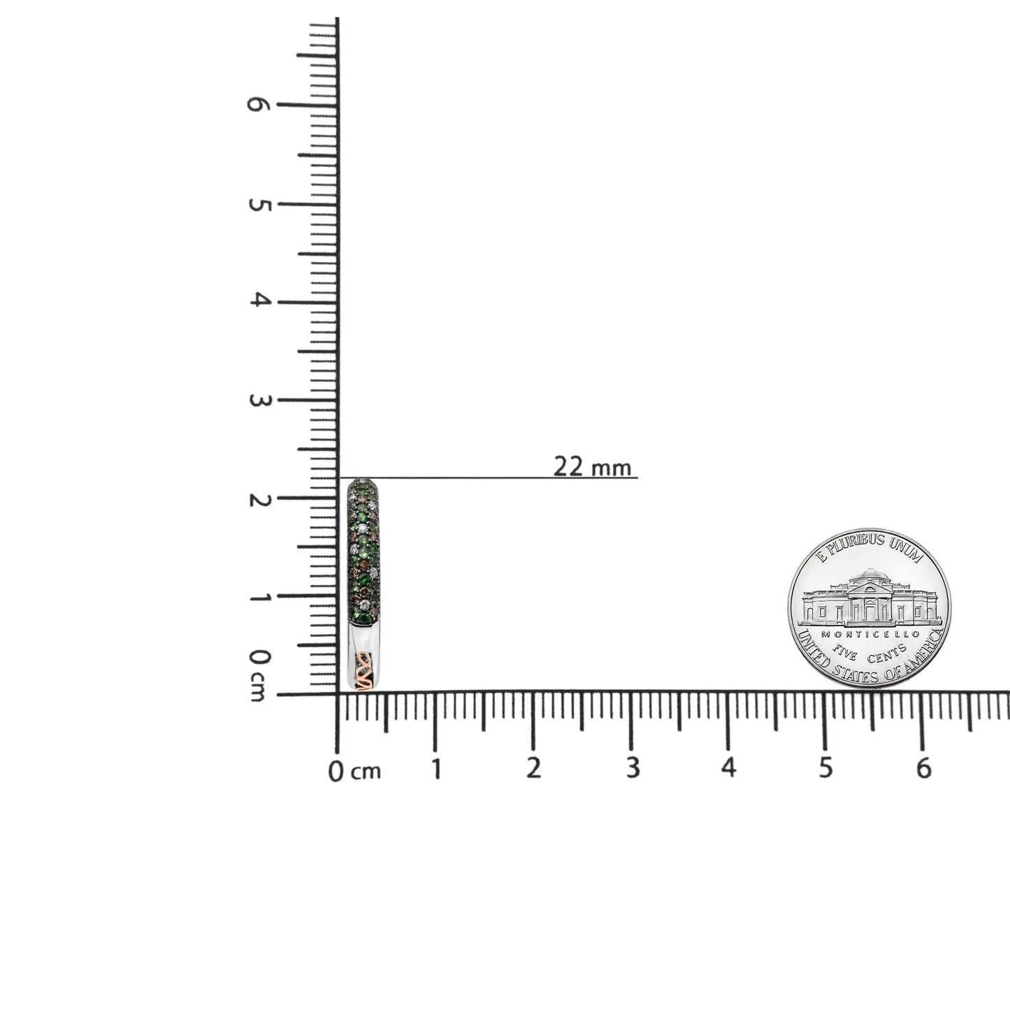 18K 白金 1.00 克拉棕色和白色钻石和 1.3 毫米圆形绿色沙弗莱石宝石内外环状耳环（棕色和 GH 颜色，SI1-SI2 净度）