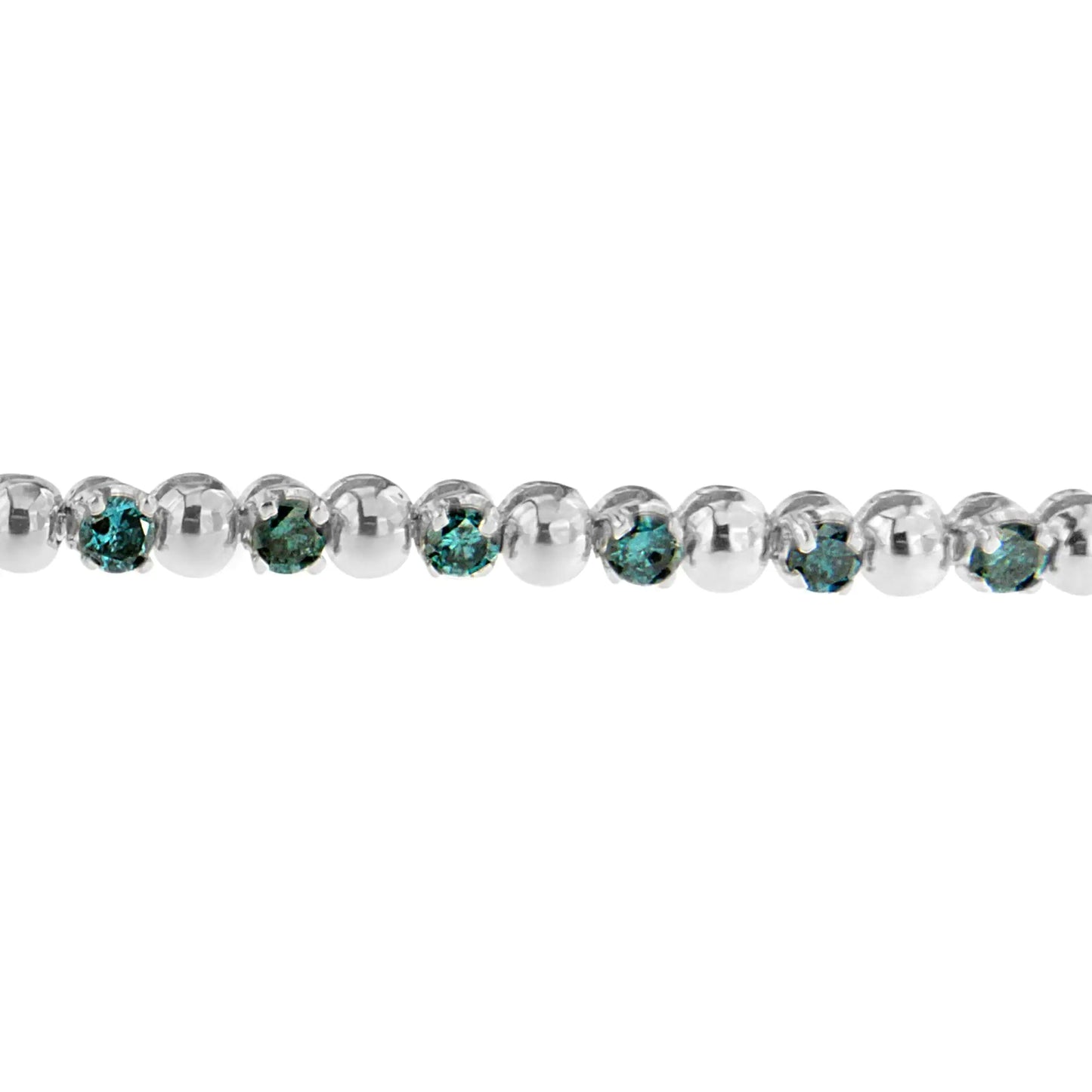 Pulsera de oro blanco de 14 quilates con diamantes azules de talla redonda (3,00 cts, color azul, claridad)