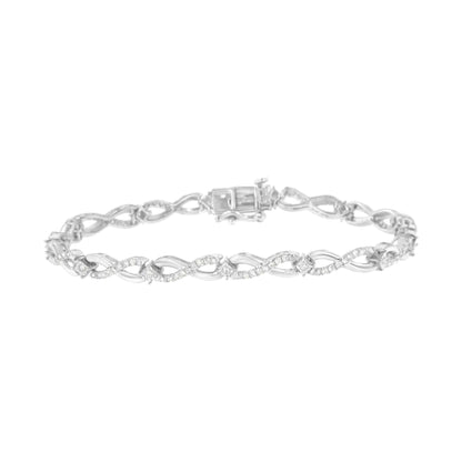 Pulsera de eslabones infinitos con diamantes engastados en garras de 1,0 ct en plata de ley 925 (color IJ, claridad I2-I3) - 7,25"