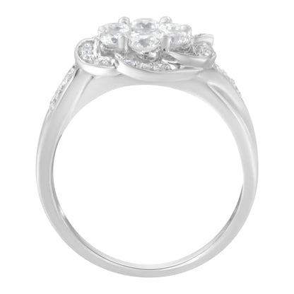 14K hvitt gull blomsterklynge diamantring (1 Cttw, HI Color, SI2-I1 Clarity)