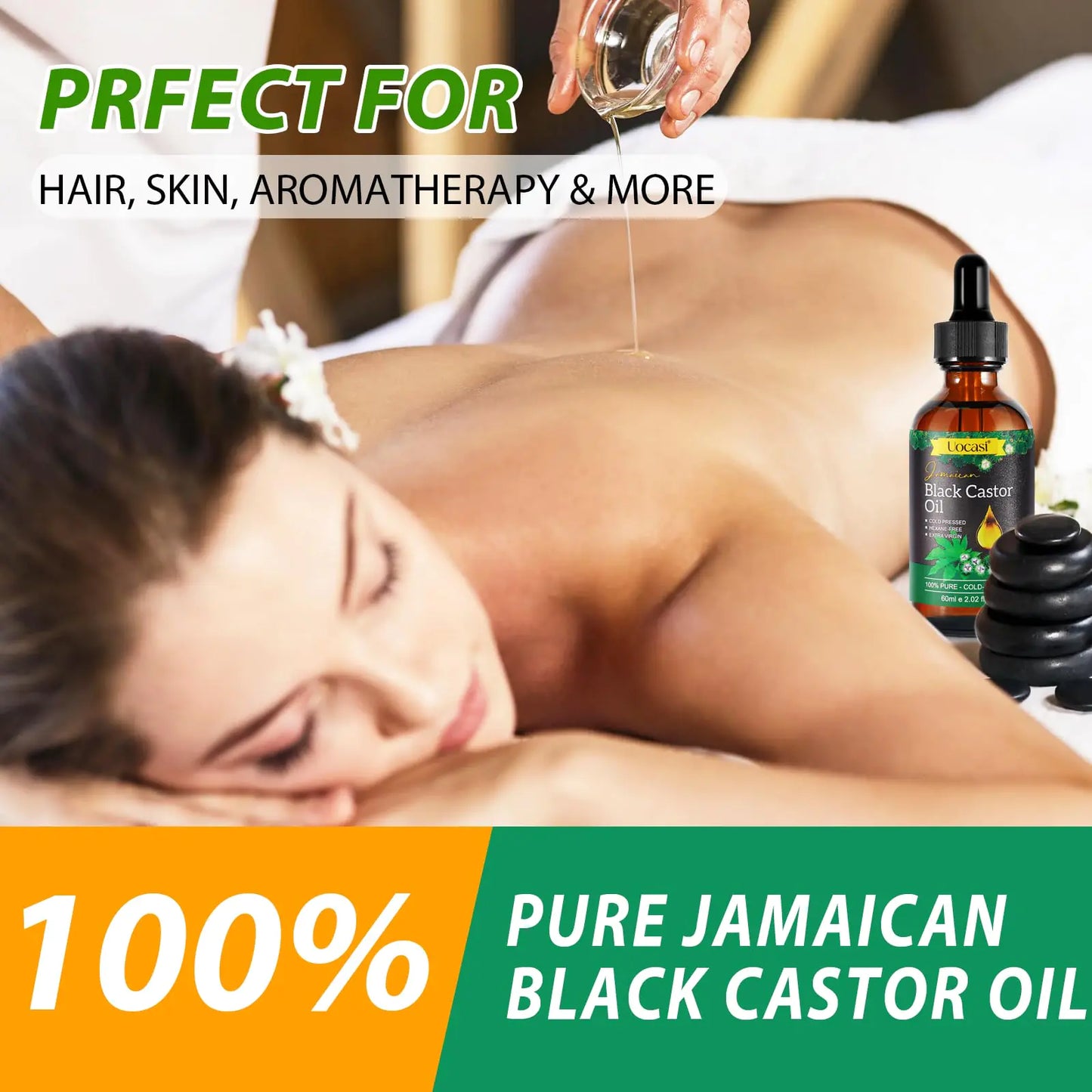 Aceite de ricino negro de Jamaica: 100 % puro y orgánico, prensado en frío en botellas de vidrio para el crecimiento del cabello, la nutrición de las cejas y la hidratación de la piel.