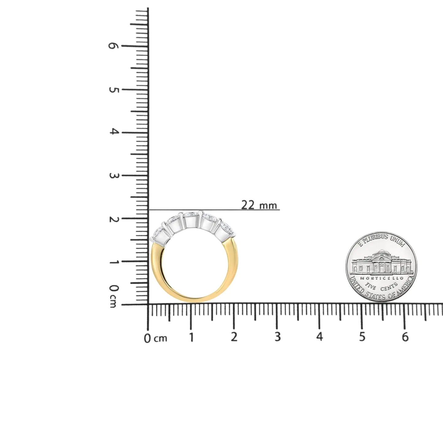 14K valge ja kollane kuld 1 1/2 Cttw 2 haruga tassikomplekt, ümara lõikega teemant 5 kivist rõngasrihm (HI värv, SI2-I1 selgus)