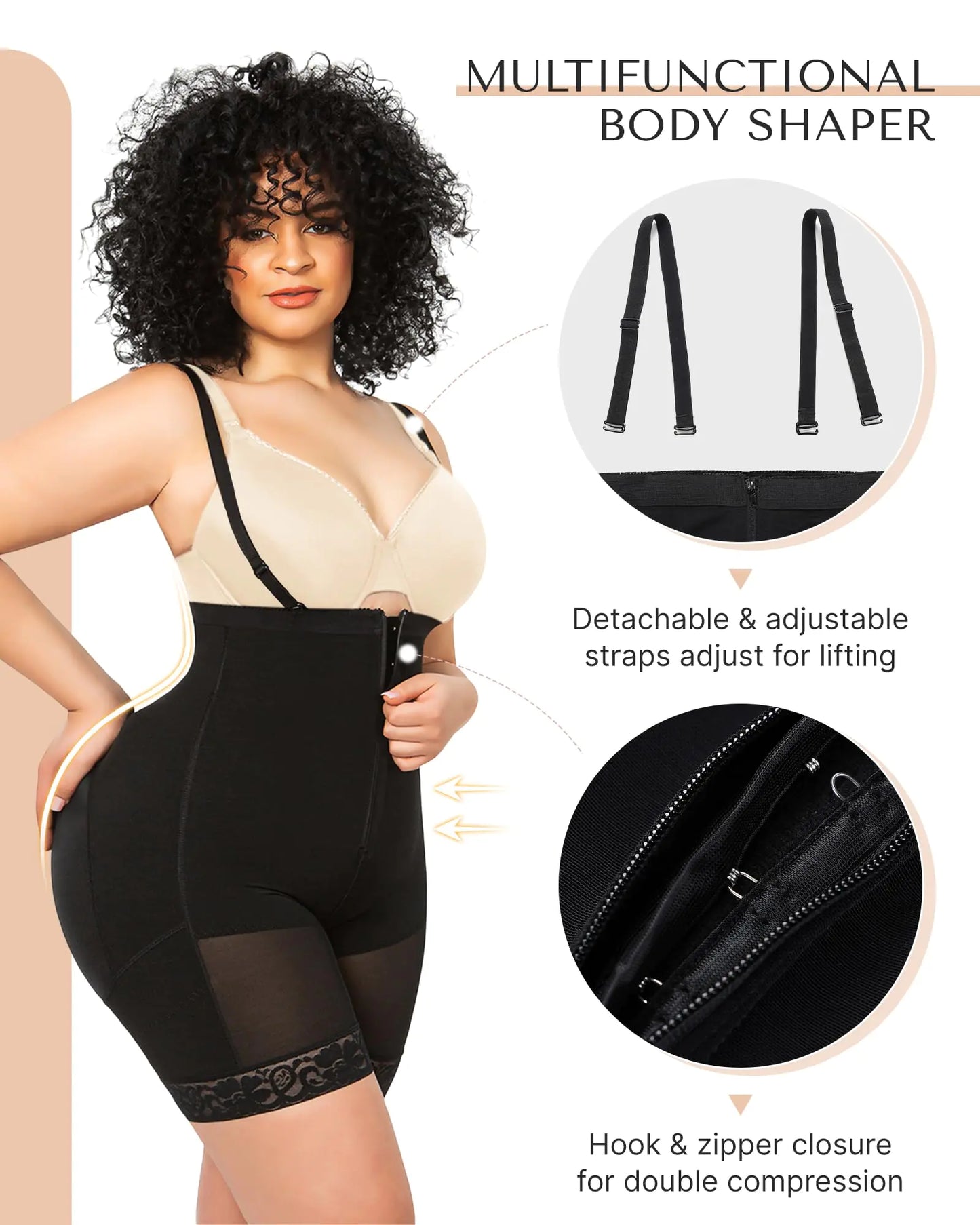 SHAPELLX Colombianas Shapewear for Women Tummy Control Plus Size Postpartum Body Shaper Butt Lifting Bodysuit A1-black Small