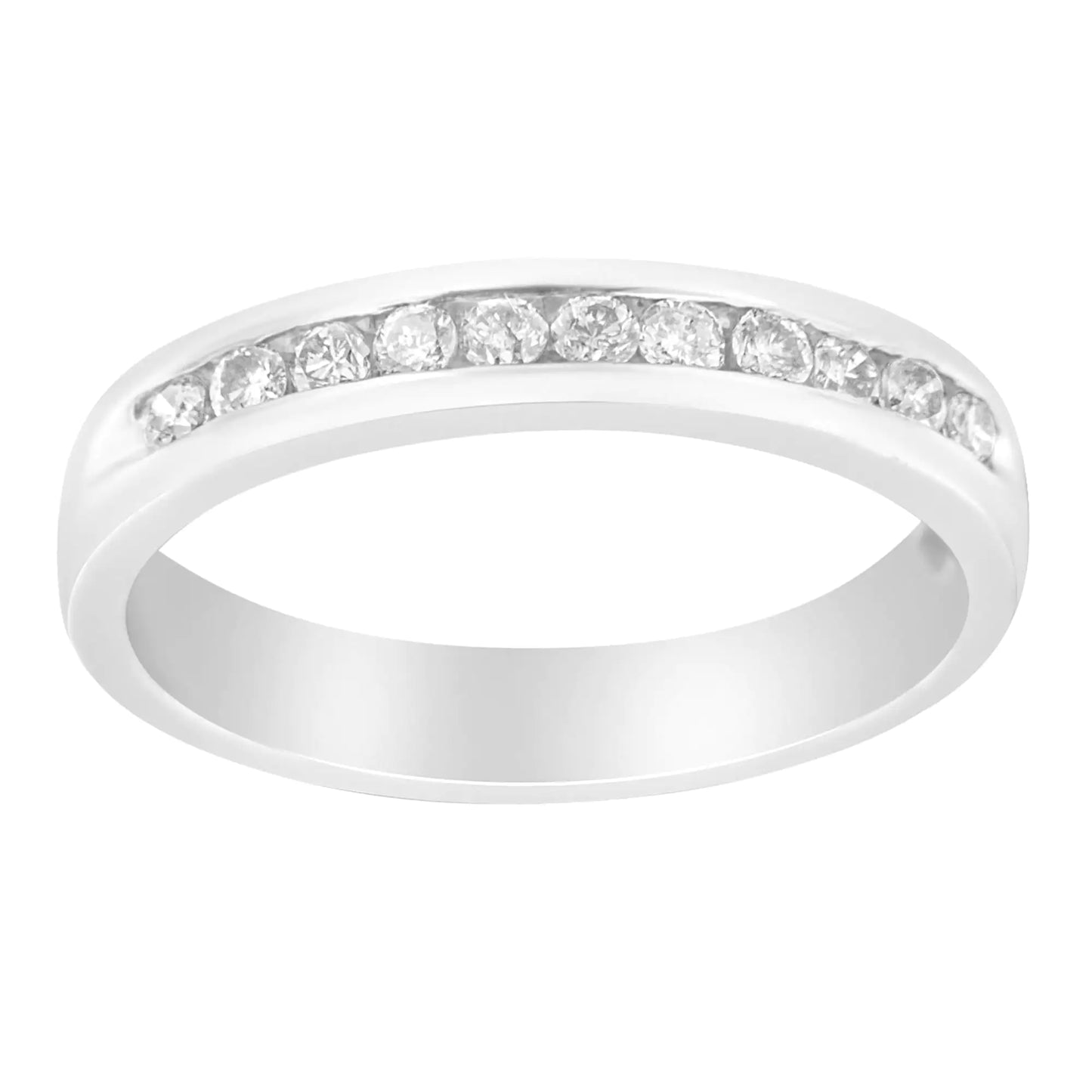 18K White Gold 1/4 Cttw Channel Set Brilliant Round-Cut Diamond Classic 11 Stone Wedding Band Ring (E-F Color, I1-I2 Clarity)