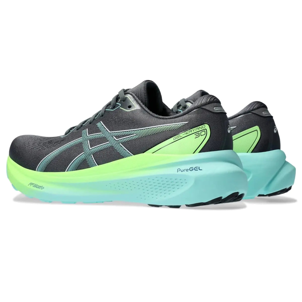 Zapatillas de running ASICS Gel-Kayano 30 para hombre, talla 11.5, gris portador/menta iluminada