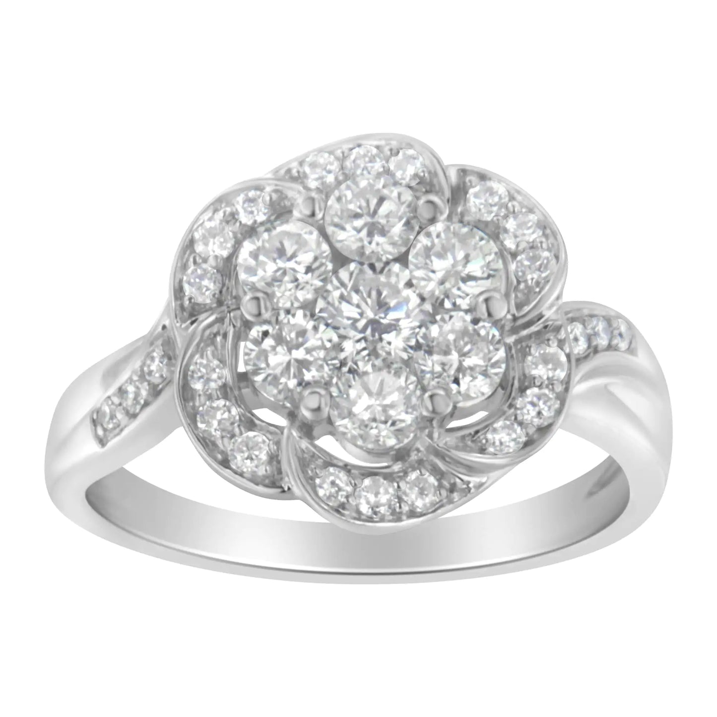 14K hvitt gull blomsterklynge diamantring (1 Cttw, HI Color, SI2-I1 Clarity)