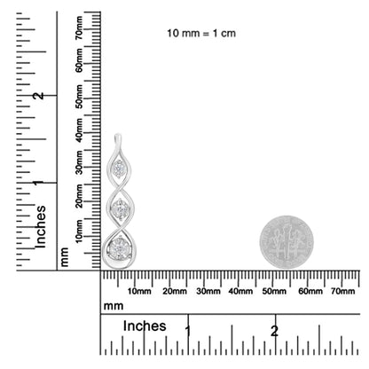 10K 白金 1/4 克拉 3 石钻石水滴扭曲吊坠项链（IJ、I2-I3）