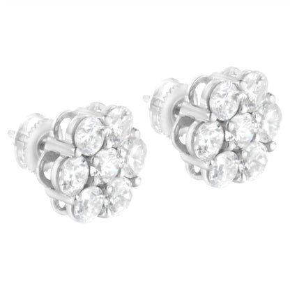 14K White Gold 4 cttw Diamond Flower Earring (H-I Clarity, SI2-I1 Color)