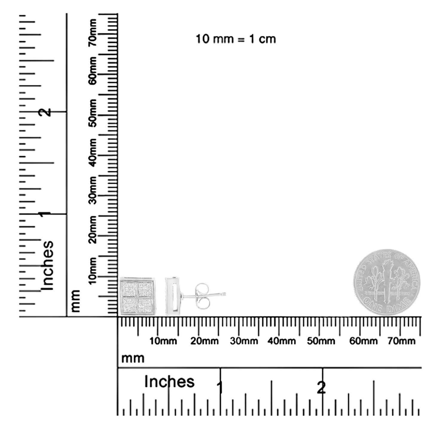 14K valgest kullast 1/2 Cttw Princess Diamond komposiitkarbi kujulised Milgrain kõrvarõngad (HI Color, SI1-SI2 Clarity)