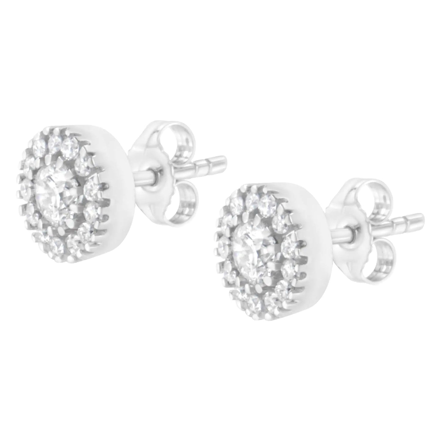 14k White Gold 1 cttw Diamond Halo Stud Earrings (I-J Clarity, I1-I2 Color)