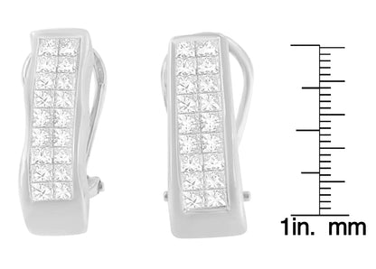 14K hvitt gull 1 cttw Princess Cut diamantøredobber (GH, VS1-VS2)