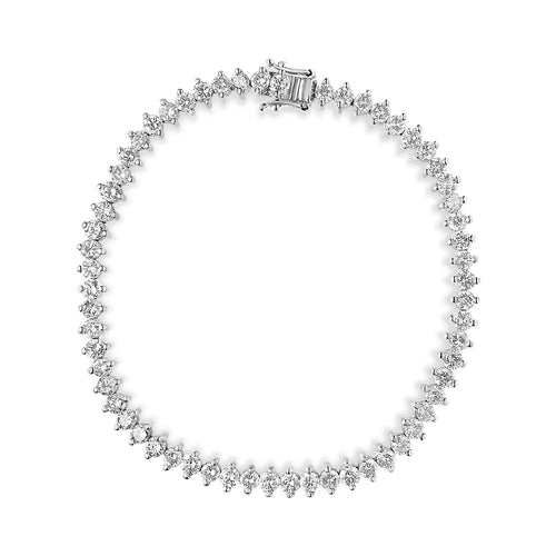 14K White Gold 5 1/2 Cttw Round Diamond 2-Prong Tennis Bracelet (H-I Color, SI2-I1 Clarity) - 7"