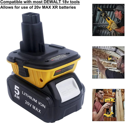 Adaptador convertidor DCA1820 de 2 x 18 V a 20 V máx. para batería de iones de litio DEWALT de 20 voltios