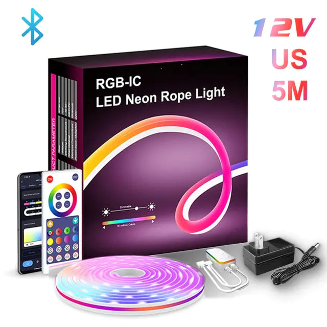 Barra de Luz Neon LED RGB 与 WiFi、App 和 Voz 控制、音乐功能 – 电视照明和环境装饰的理想选择