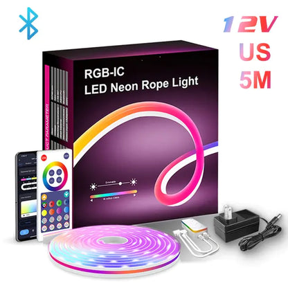 Barra de Luz Neon LED RGB 与 WiFi、App 和 Voz 控制、音乐功能 – 电视照明和环境装饰的理想选择