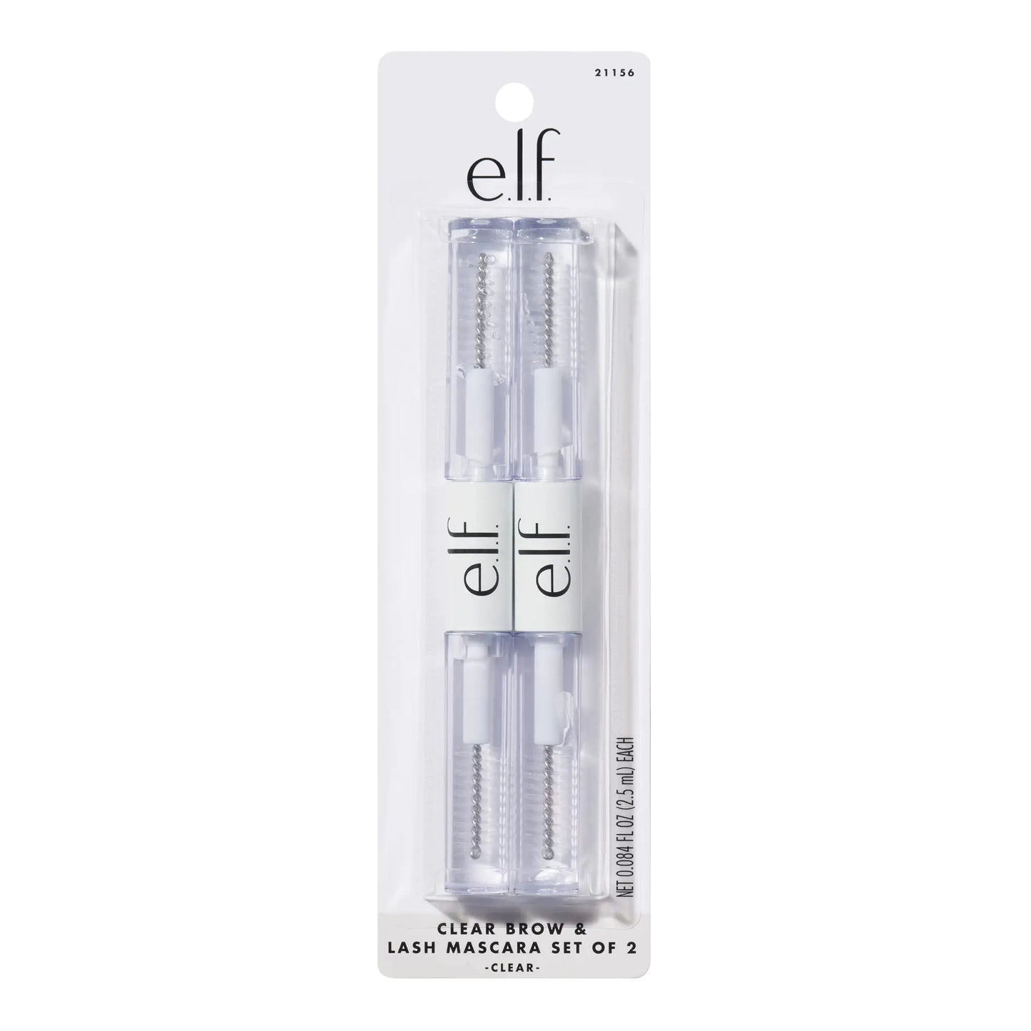 e.l.f. Clear Lash & Brow Mascara 2-Pack, Conditioning Clear Brow & Lash Gel For Grooming, Defining & Separating, Long-Lasting, Vegan & Cruelty-Free 0.08 Fl Oz (Pack of 2)