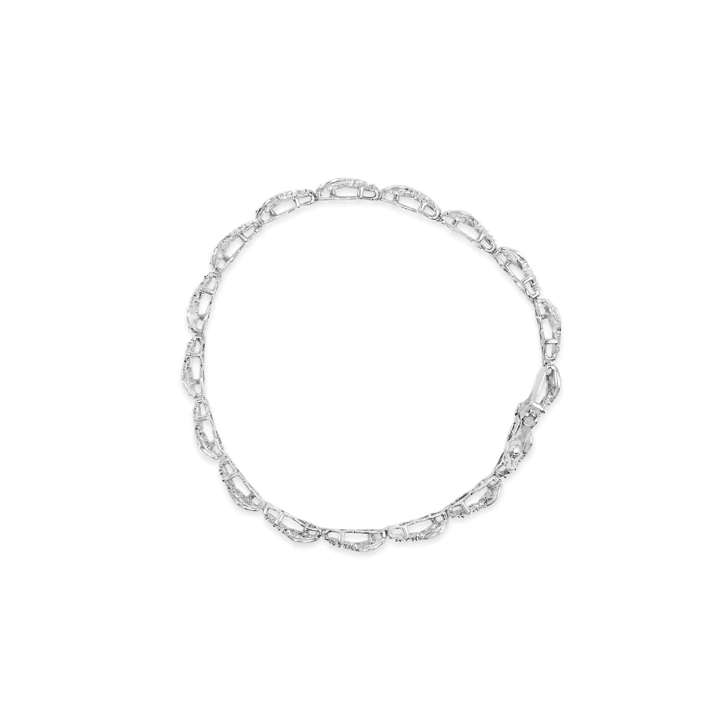 Pulsera de eslabones entrelazados con diamantes de 1/2 ct en oro blanco de 10 k (color IJ, claridad SI2-I1) - 18 cm