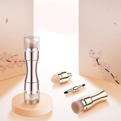 Retractable Metallic Four-in-one Multifunctional Makeup Brush