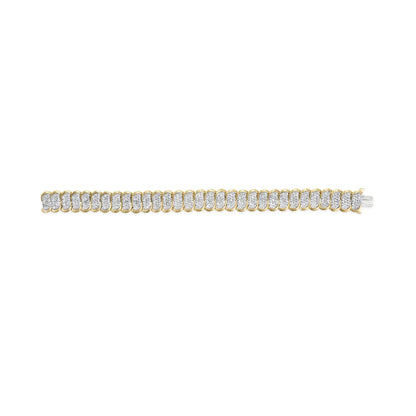 10k Yellow Gold 5.00 Cttw Diamond Oval Banded Link Bracelet (I-J Color, I1-I2 Clarity) - 7" Inches