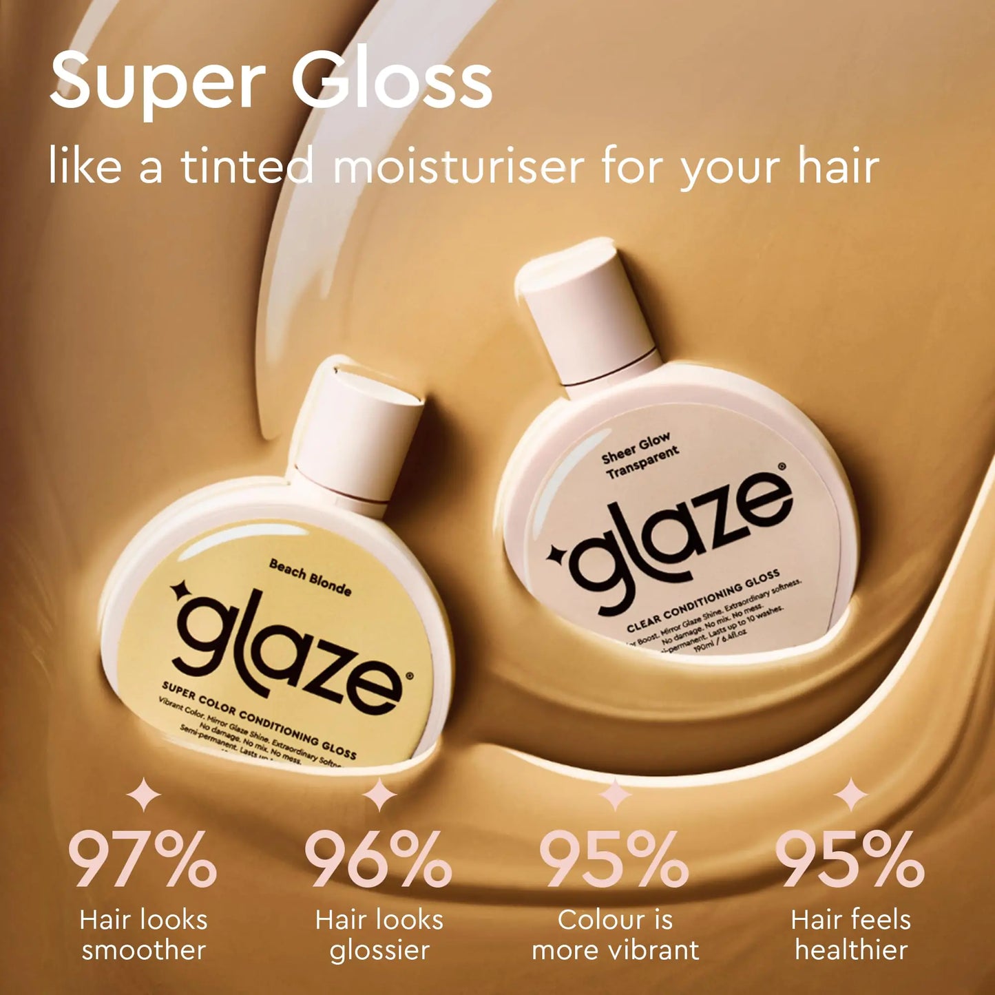 Glaze Super Gloss Color Conditioning Hair Gloss – Like a Tinted Moisturizer for Warm Blonde Hair – Boosts Color, Repairs the Look of Damage & Adds Mirror Shine – Beach Blonde, 6.4 oz