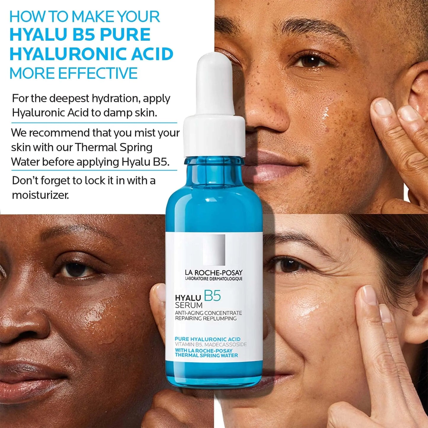 La Roche-Posay Hyalu B5 rent hyaluronsyreserum for ansikt, med vitamin B5, antialdringsserum for fine linjer og rynker, fuktighetsgivende serum for å fylle og reparere tørr hud, trygt på sensitiv hud 1 Fl Oz (pakke med 1) 