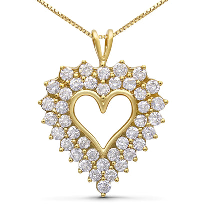 14K gult gullbelagt .925 sterlingsølv 4.0 Cttw Diamond Shadow Frame Heart 18" anhengskjede (JK Color, I1-I2 Clarity)