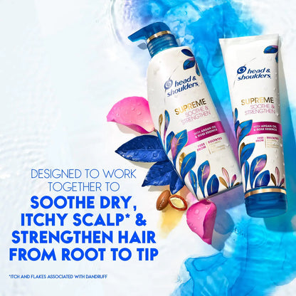 Head &amp; Shoulders Supreme Sulfate Free Shampoo og Conditioner Set for tørr hodebunn og flassbehandling, beroliger og styrker med Argan Oil og Rose Essence, 21,2 Fl Oz