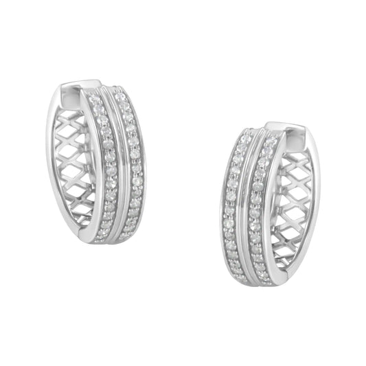 Aros de diamantes en oro blanco de 10 quilates (1/2 ct, color IJ, claridad I2-I3)