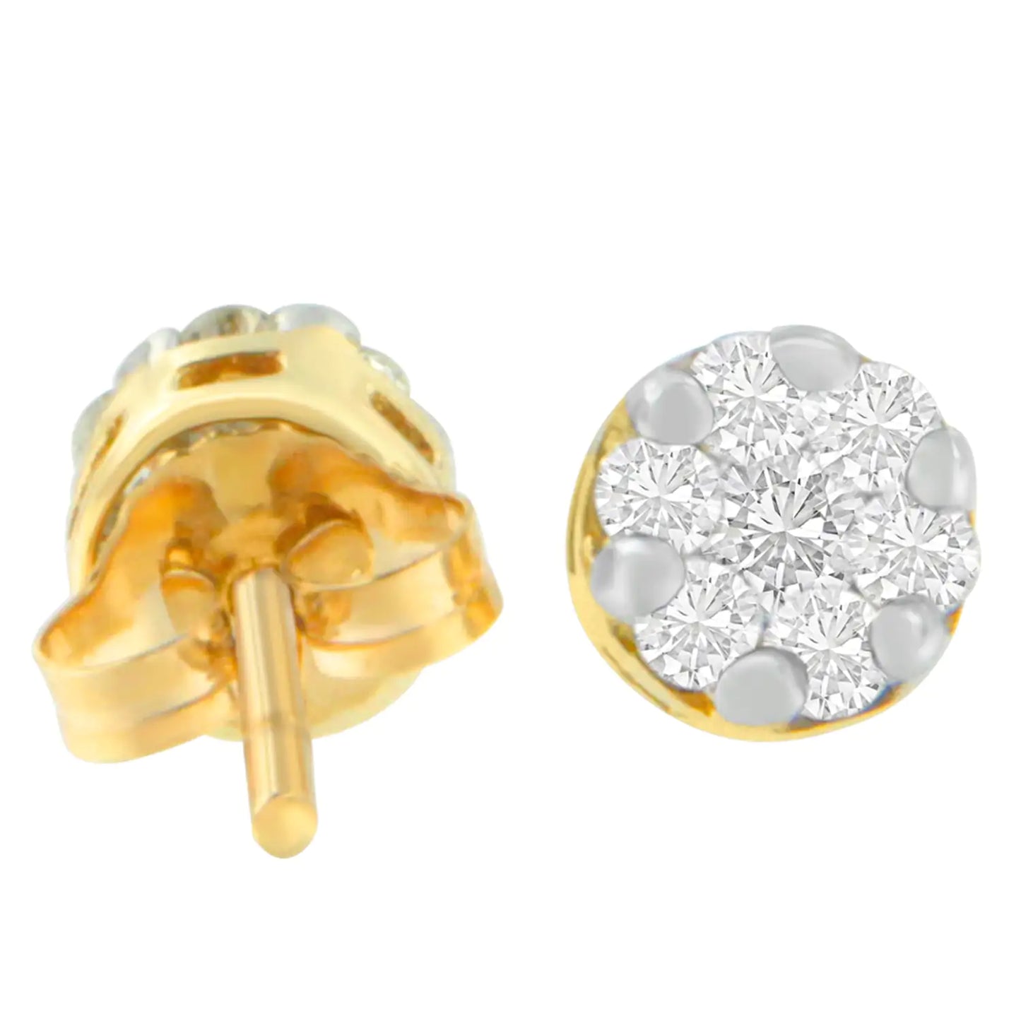 Aretes de oro amarillo de 14 quilates con diamantes de talla redonda de 1/2 ct (HI, SI2-I1)