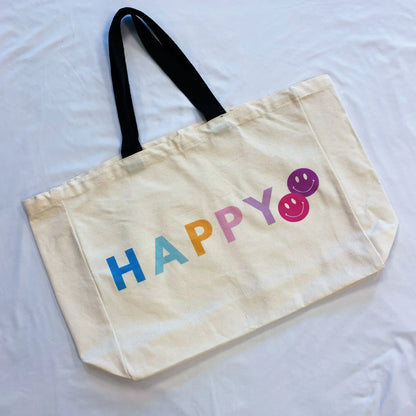 Happy And Smile Canvas Tote