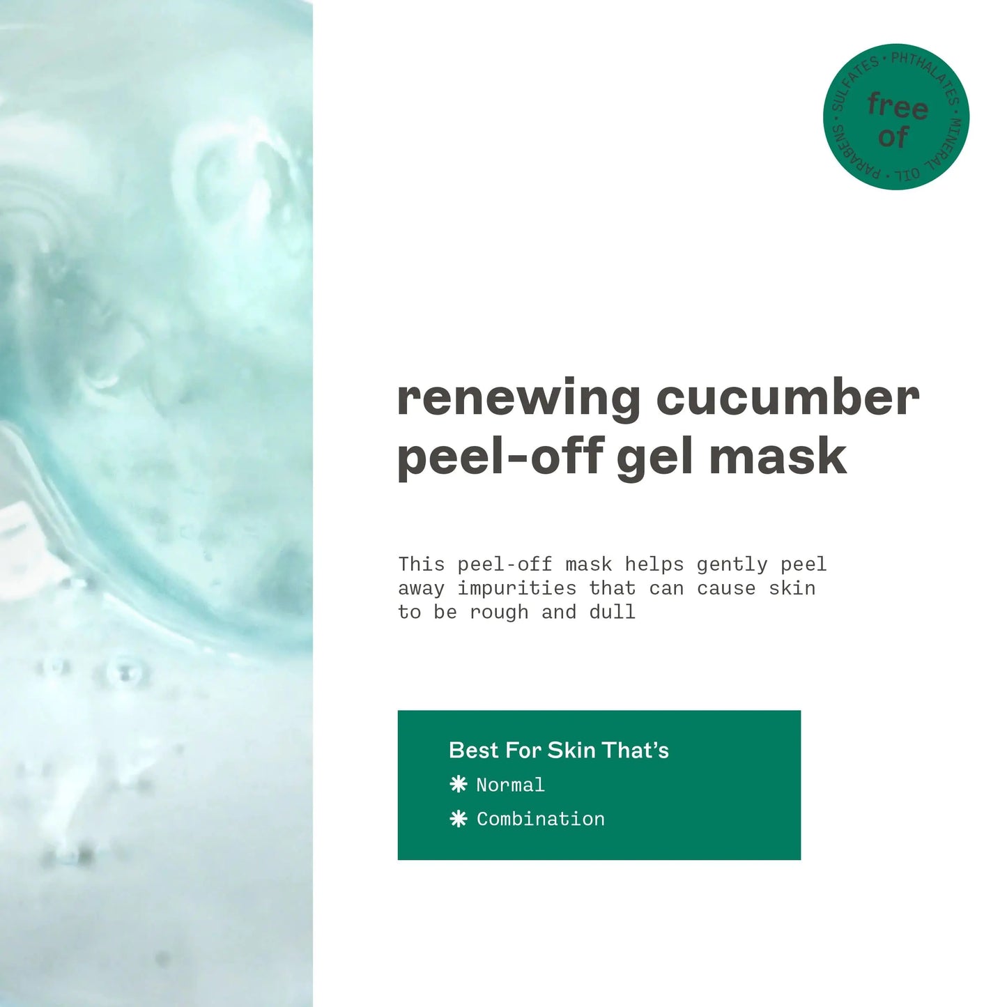 Freeman Renewing Cucumber Peel-Off Gel ansiktsmaske, ansiktsmaske frisker opp huden, Aloe lindrer og fukter, Få forynget hud, For normal og kombinert hud, 6 fl. oz./175 ml rør, 1 telling