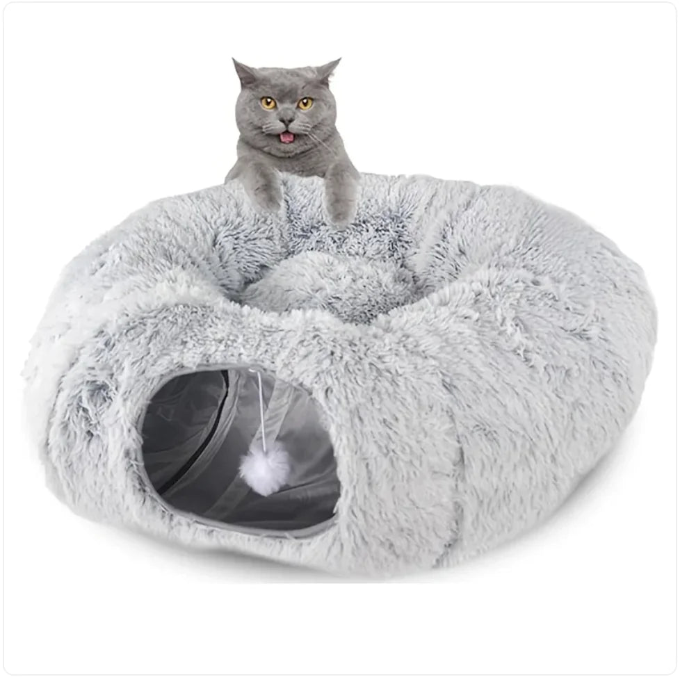 Foldable Plush Winter Cat Tunnel & Nest