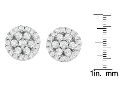 14K White Gold 1/2 Cttw Brilliant-Cut Diamond Halo-Style Cluster Round Button Stud Earrings (H-I Color, I1-I2 Clarity)