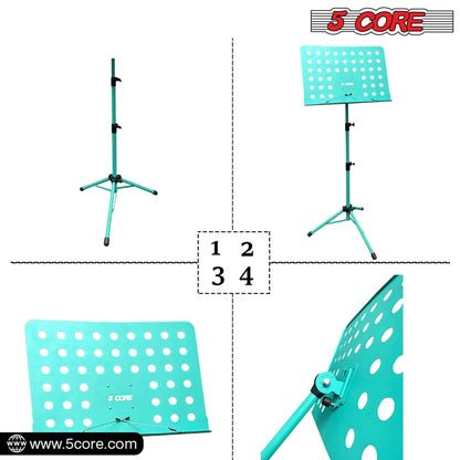 Suporte de Música 5Core para Partituras, Tripé Portátil Ajustável e Dobrável