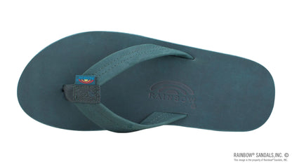 Sandalias Rainbow de piel para hombre, de una sola capa, con tira ancha y arco, talla 13,5-15, color turquesa/gris