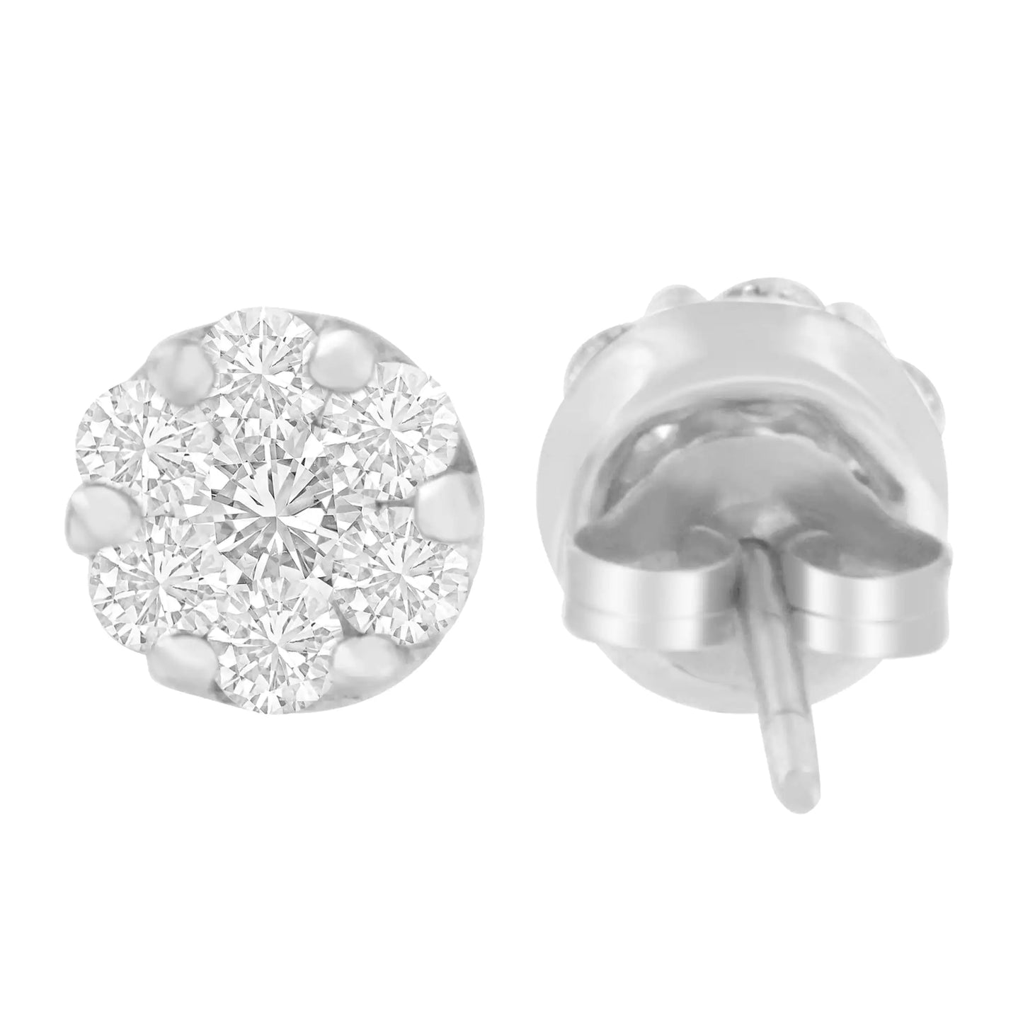 Aretes de oro blanco de 14 quilates con diamantes redondos de 3/4 ct (GH, SI2-I1)