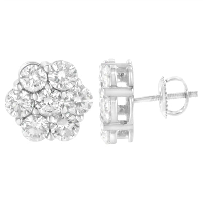 14K White Gold 4 cttw Diamond Flower Earring (H-I Clarity, SI2-I1 Color)