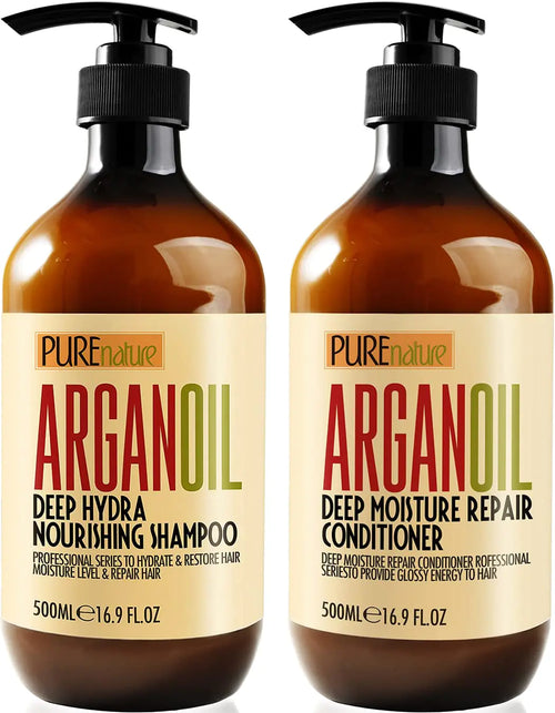 Set de champú y acondicionador con aceite de argán - Cuidado marroquí sin sulfatos con queratina - Para cabello rizado, liso, seco y dañado - Hidratante, antifrizz y tecnología de salón