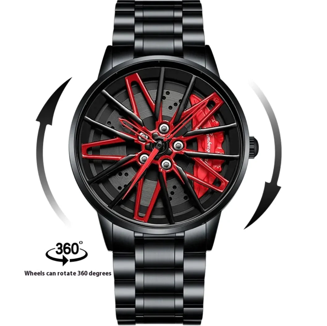 Reloj de cuarzo con diseño de coche 3D Hollow Kini