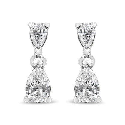 14K White Gold Pear Shape Lab Grown Diamond Dangle Stud Earrings (G-H Color, VS2-SI1 Clarity)