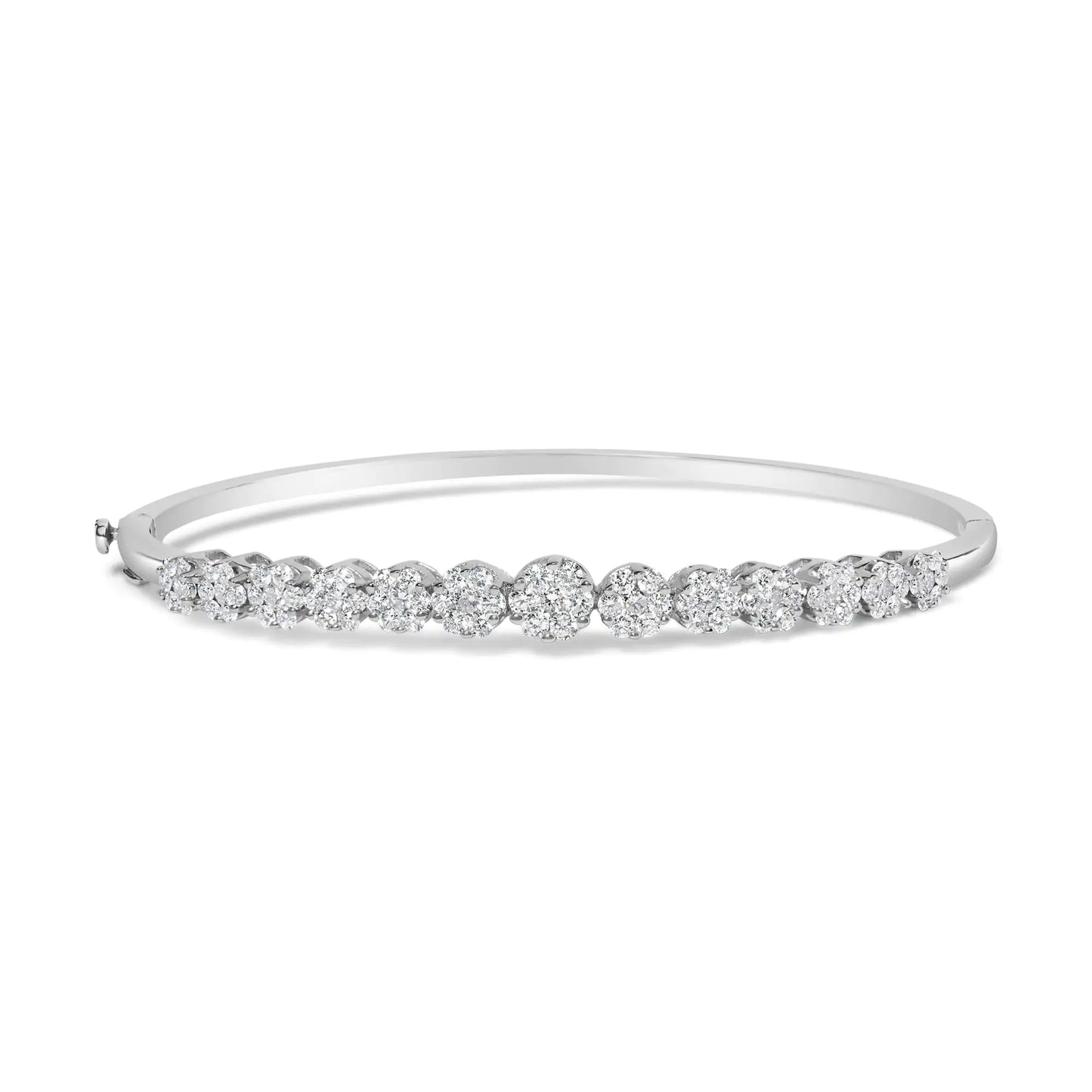 14K hvitt gull 2 ​​5/8 Cttw rund diamant 7 Stone Floral Cluster Link armbånd (HI farge, SI1-SI2 klarhet) - Passer til håndledd opptil 7,25" tommer