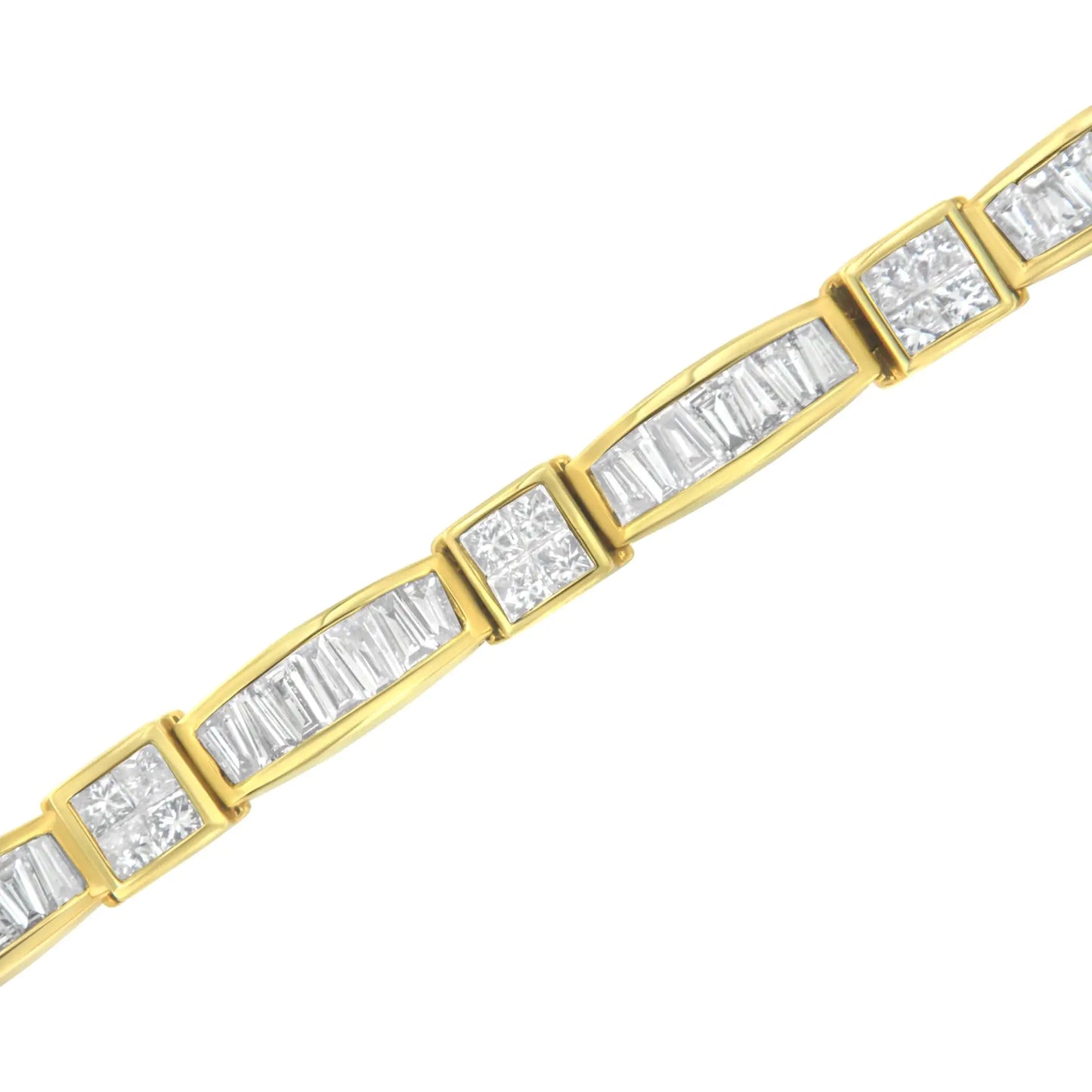 14K Yellow Gold Multi--Cut Diamond Box Square Link Bracelet(7.33 cttw,H-I Color,SI1-SI2 Clarity)