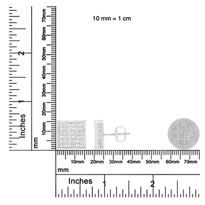 10K 白金 2ct TDW 公主方形切割复合钻石耳钉（IJ、I2-I3）