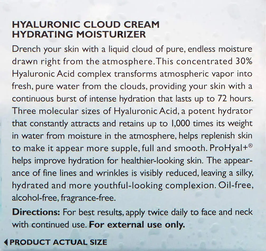 Peter Thomas Roth | Vanngjennomvåt hyaluronisk skykrem | Fuktighetsgivende fuktighetskrem for ansiktet, opptil 72 timers fuktighet for mer ungdommelig hud, parfymefri, 1,69 Fl Oz 1,7 Fl Oz (pakke med 1)