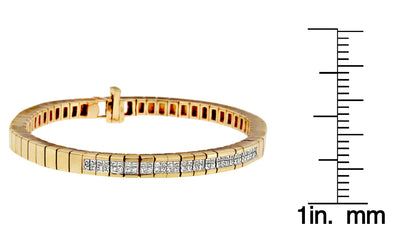 14K Yellow Gold Princess-Cut Diamond Banded Bracelet (1.10 cttw, G-H Color, SI1-SI2 Clarity)